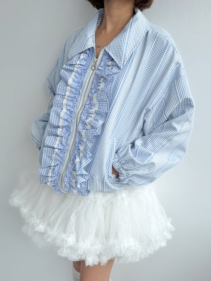 【Official限定価格】ギンガムチェックフリルブルゾン
