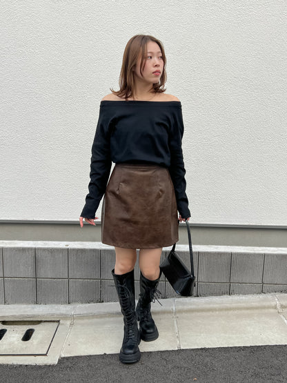 【Official限定価格】ビンテージ風レザー台形スカート