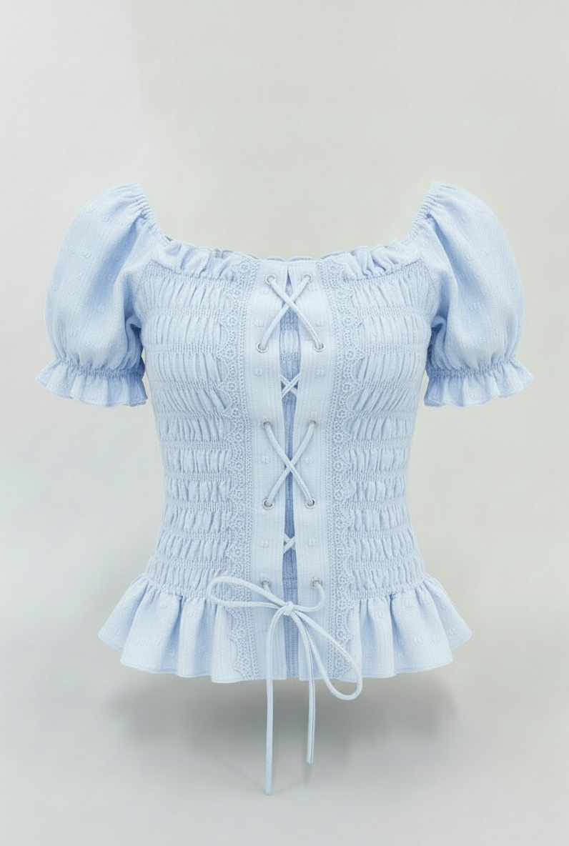 【Official限定価格】レースアップパフブラウス