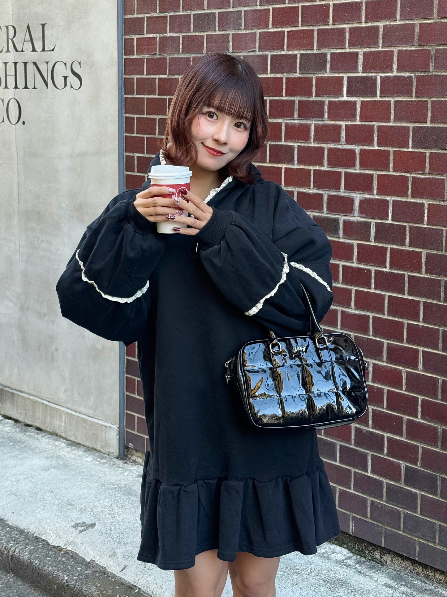 【Official限定価格】裏起毛フリルスエットパーカーワンピ