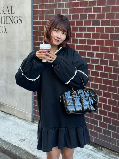 【Official限定価格】裏起毛フリルスエットパーカーワンピ