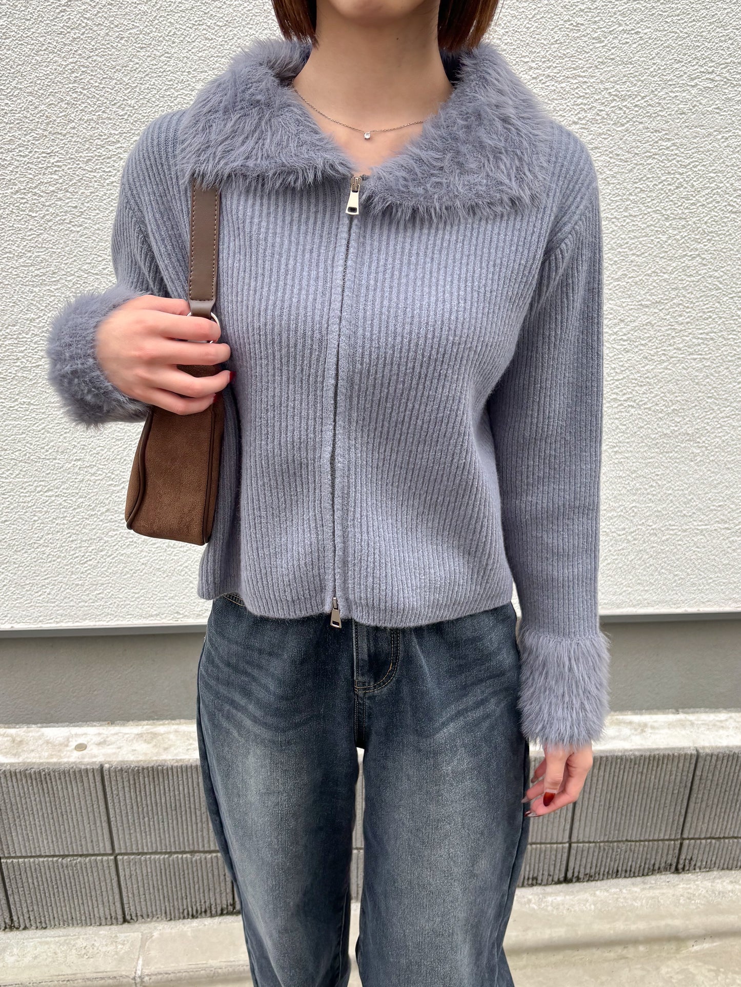 【Official限定価格】ジップ付きシャギードッキングニット