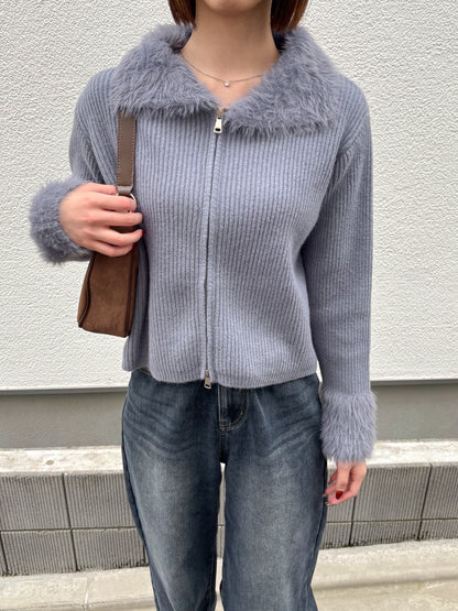 【Official限定価格】ジップ付きシャギードッキングニット