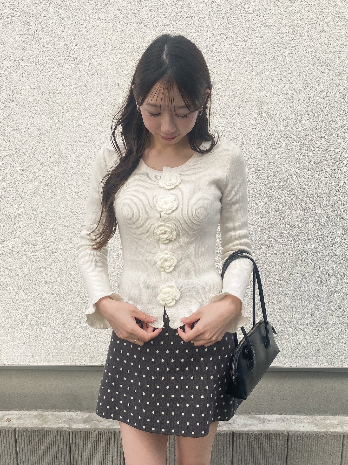 【Official限定価格】ドットニット台形スカート