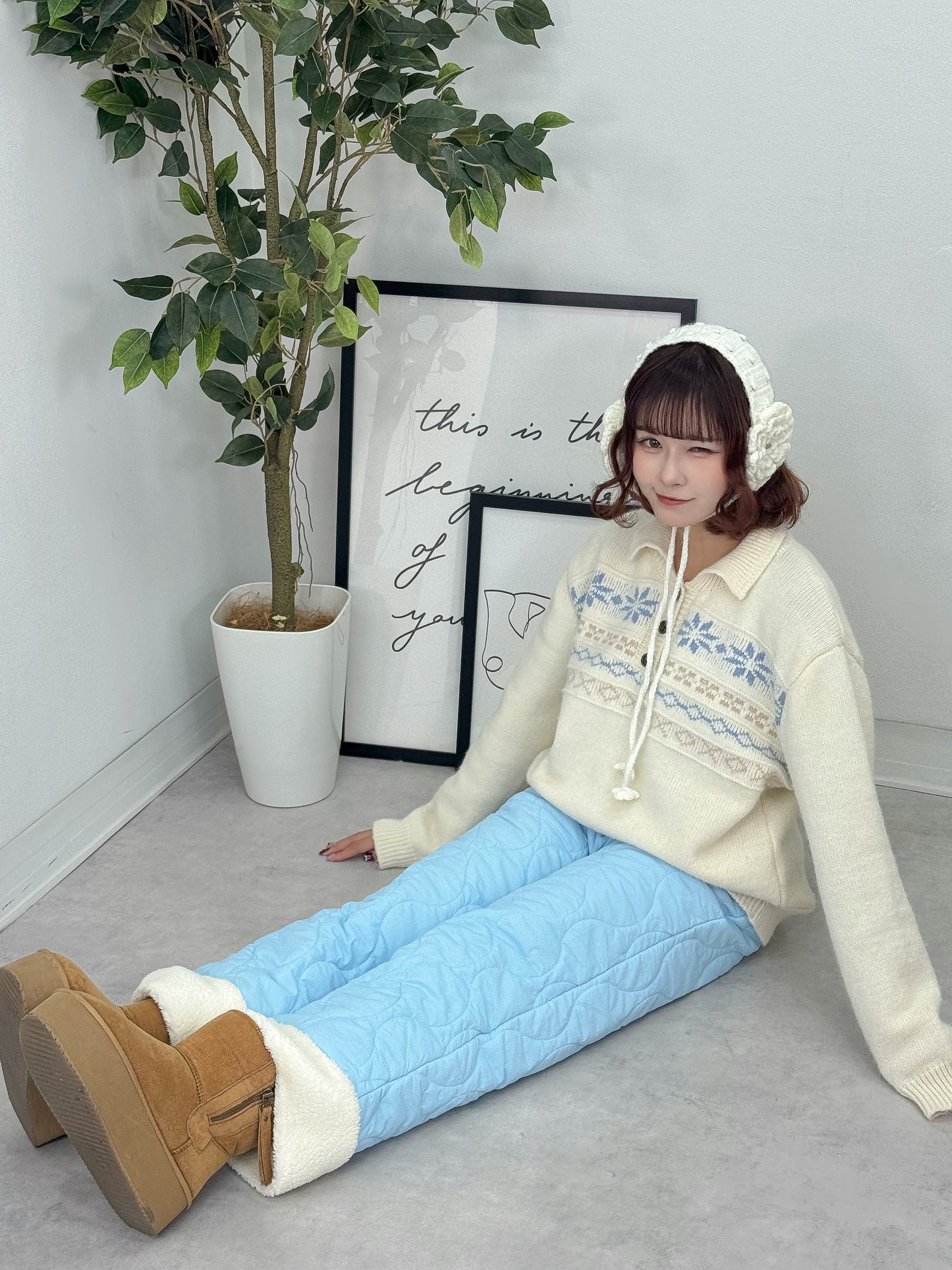 キルティングフリースパンツ