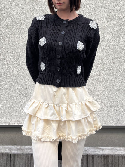 【Official限定価格】フラワーケーブルニット