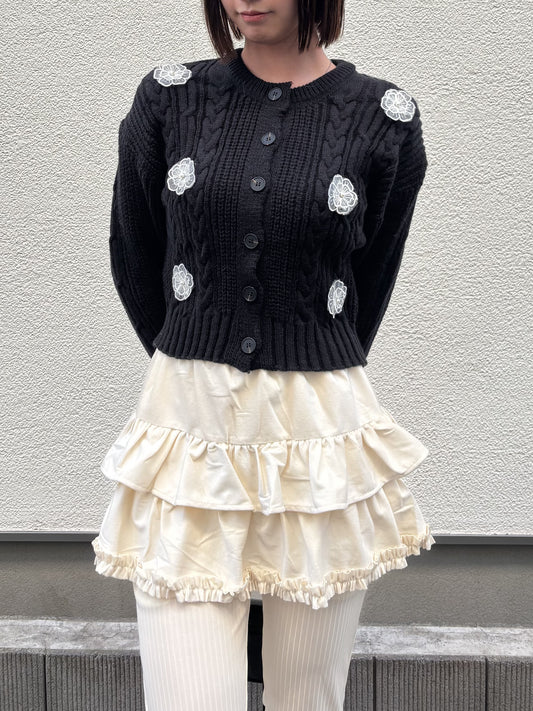 【Official限定価格】フラワーケーブルニット