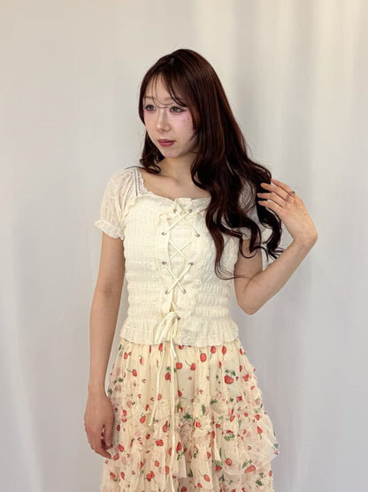 【Official限定価格】レースアップパフブラウス