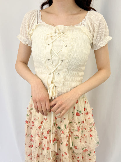 【Official限定価格】レースアップパフブラウス