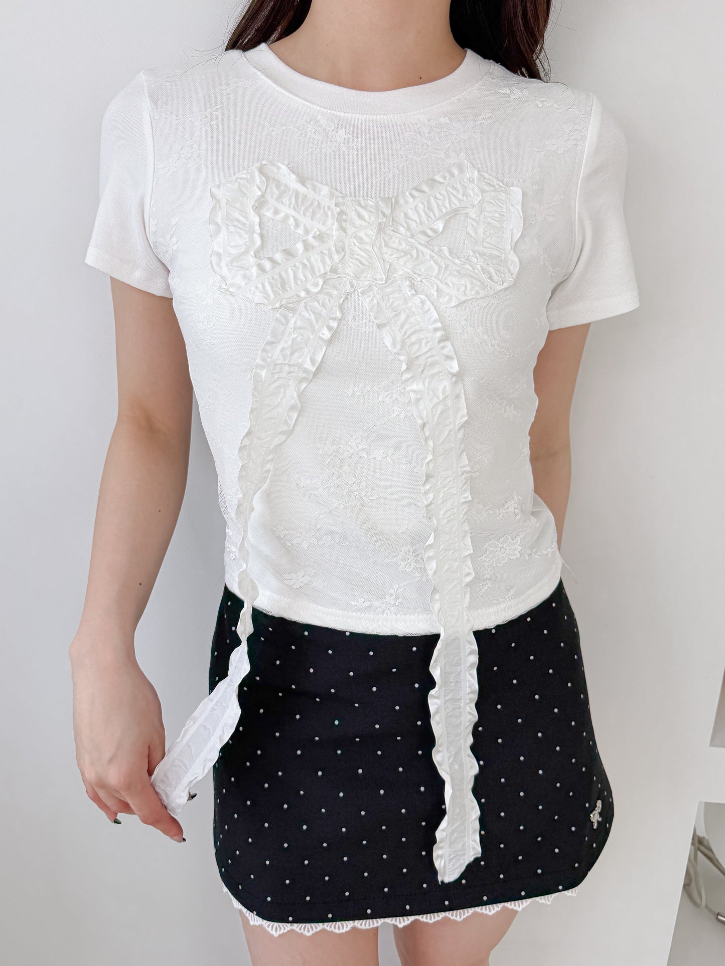 リボンレースTシャツ
