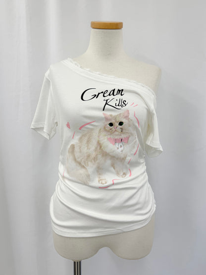 キャットプリントTシャツ