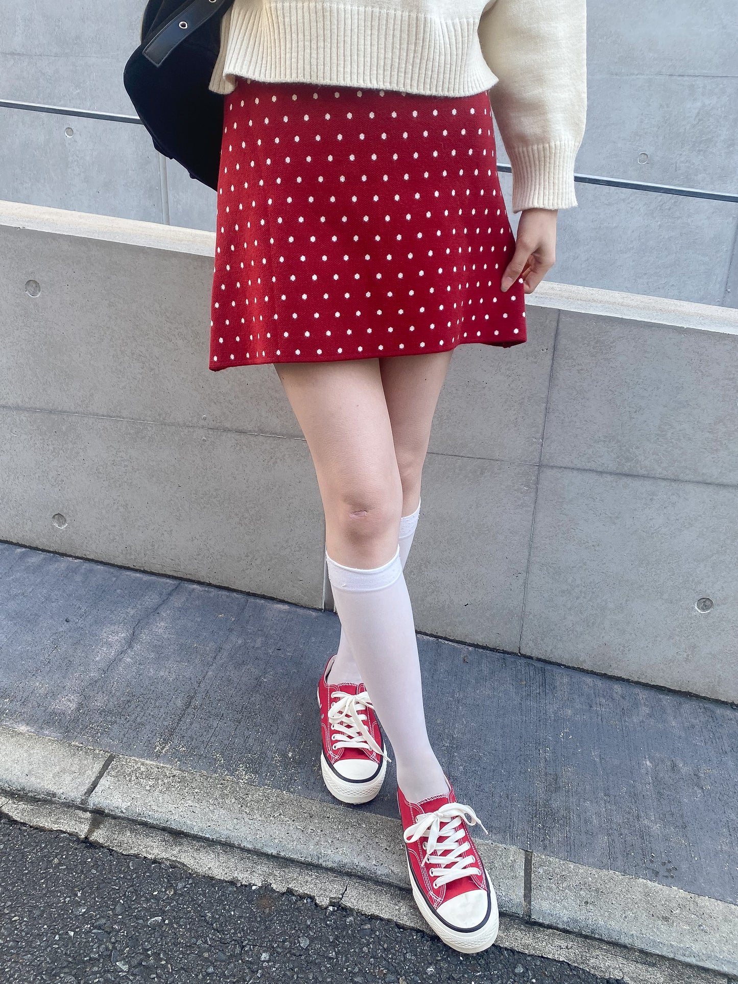 【Official限定価格】ドットニット台形スカート