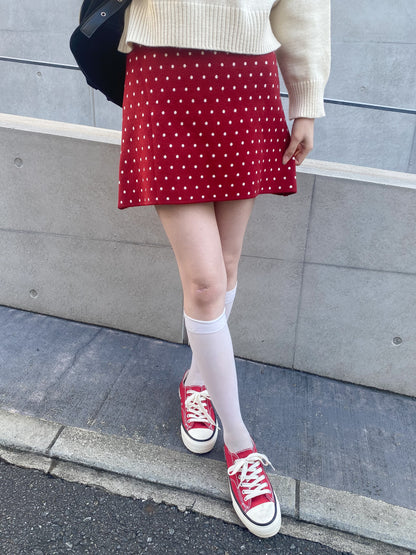 【Official限定価格】ドットニット台形スカート