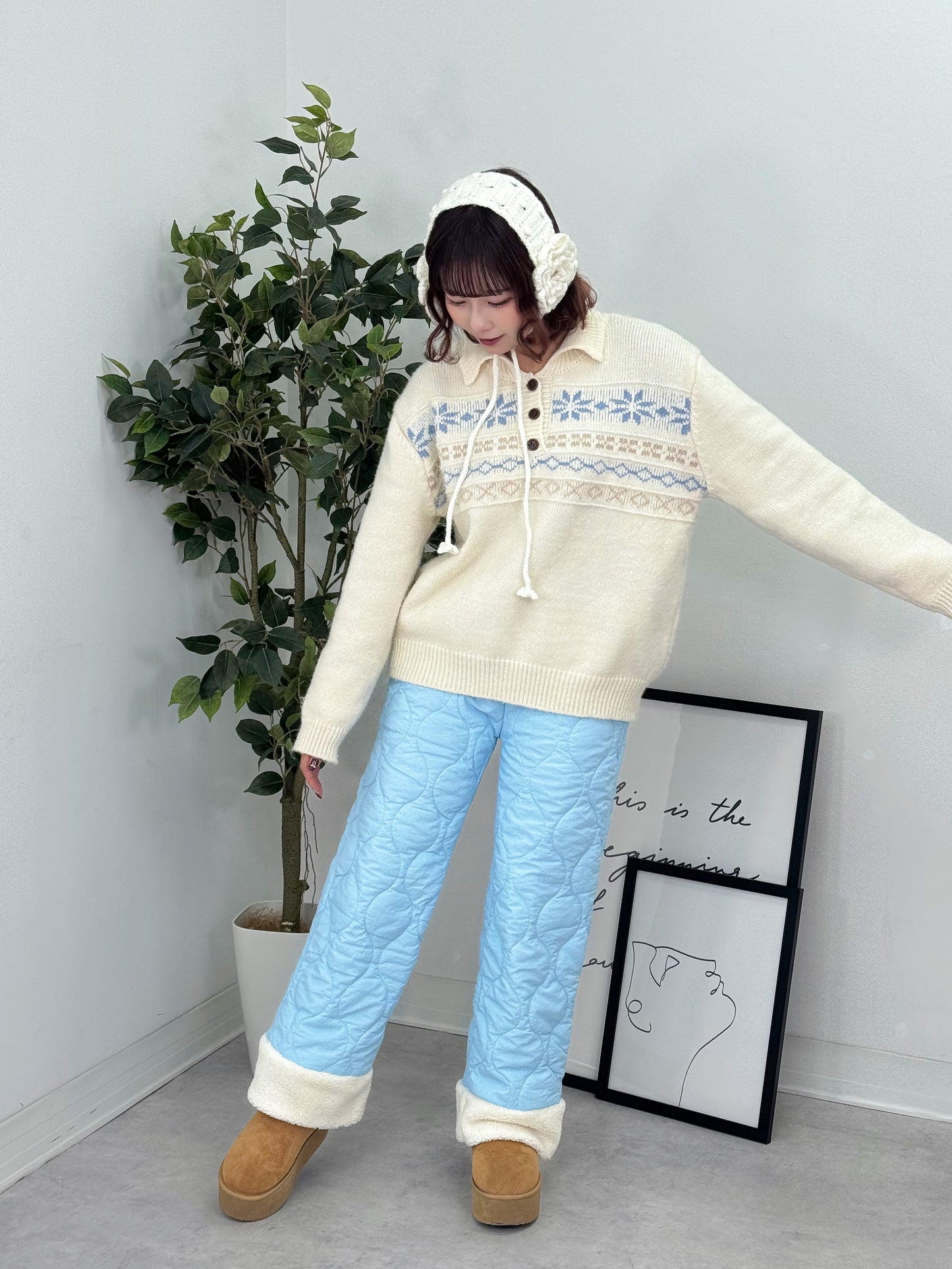 キルティングフリースパンツ