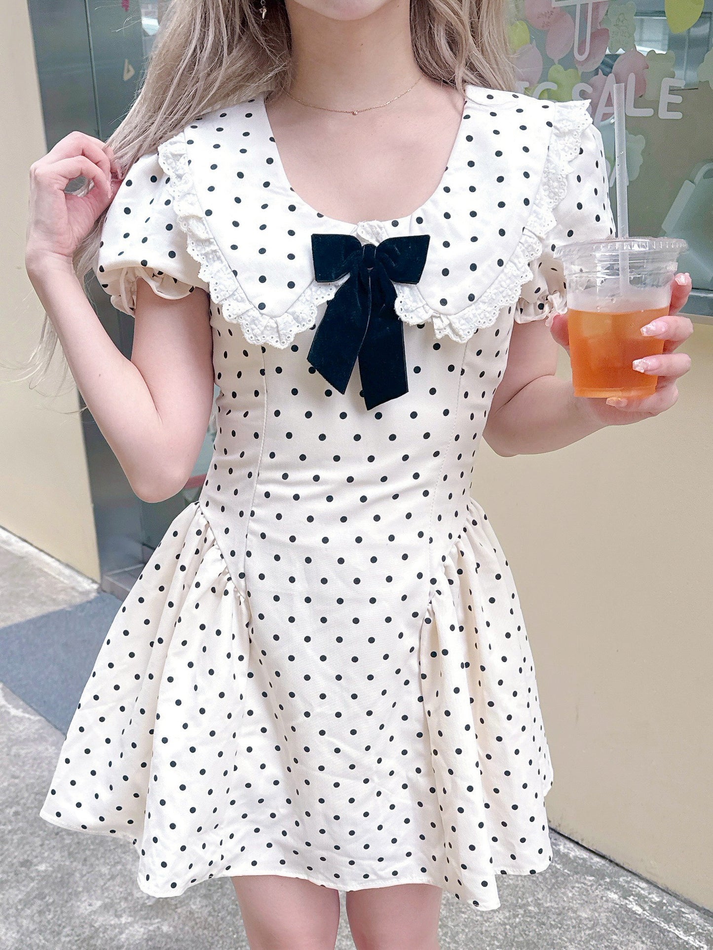 ドットフレンチガーリーワンピース