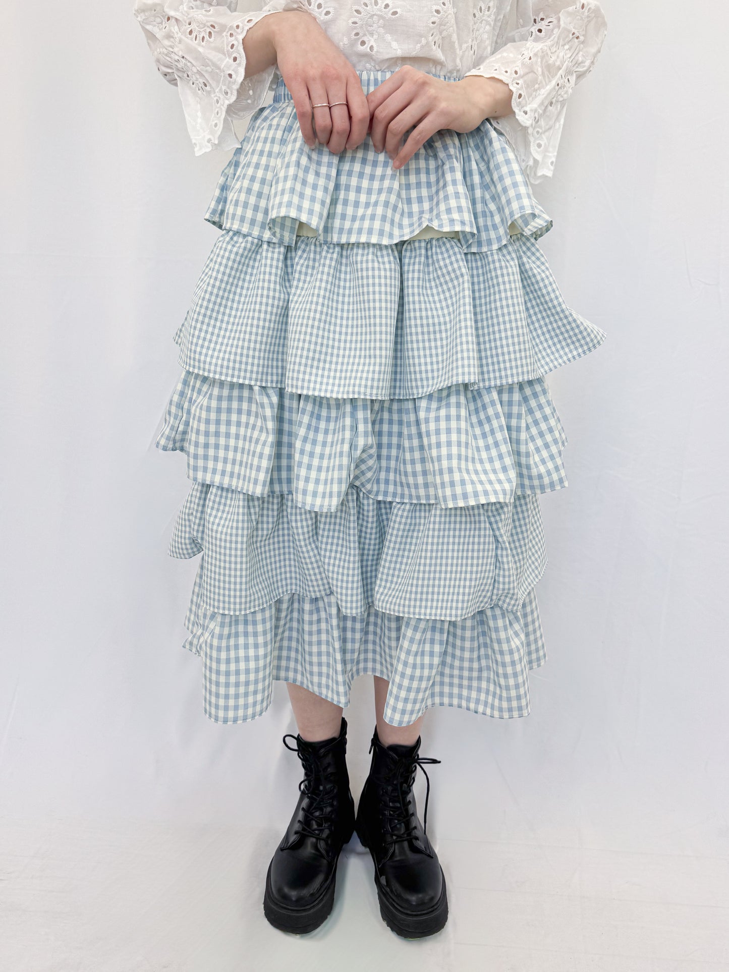 ギンガムチェックティアードスカート