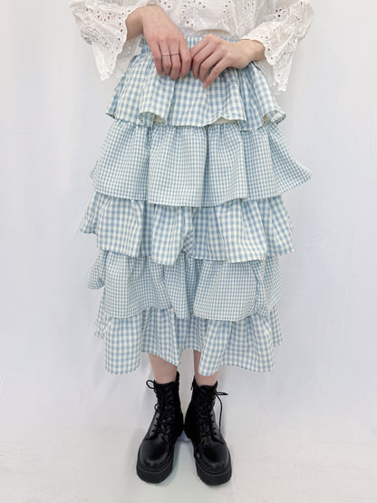 ギンガムチェックティアードスカート