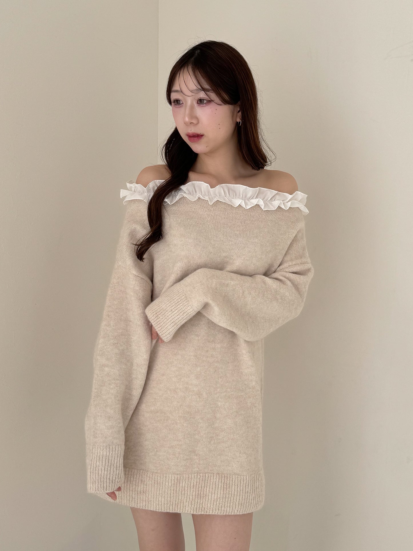 【Official限定価格】フリルニットミニワンピース