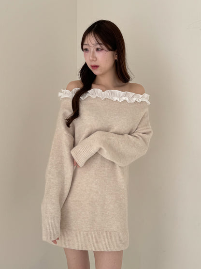 【Official限定価格】フリルニットミニワンピース