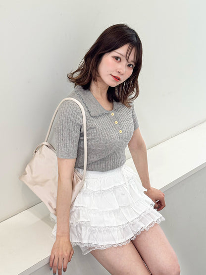 【Official限定価格】フリルリブニットポロ