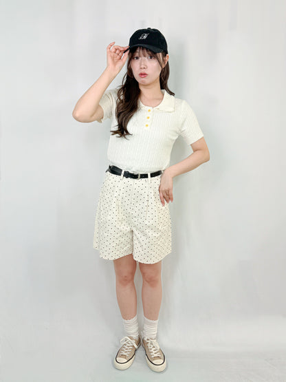 【Official限定価格】ベルト付きドットデニムハーフパンツ