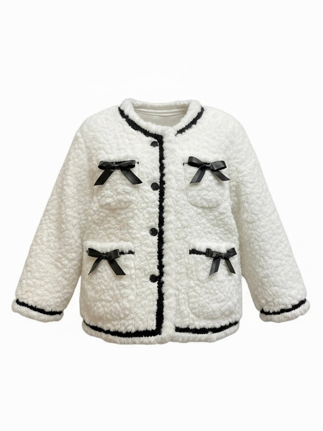 リボン付きガーリーファージャケット