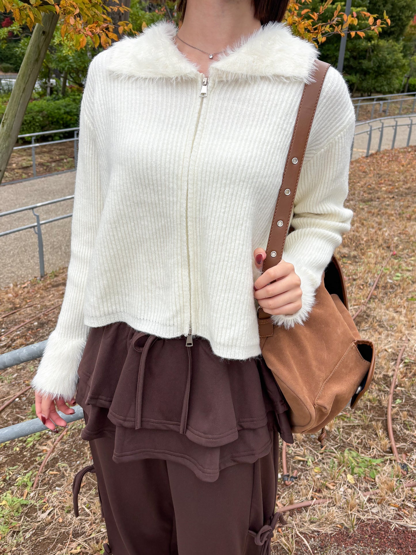 【Official限定価格】ジップ付きシャギードッキングニット