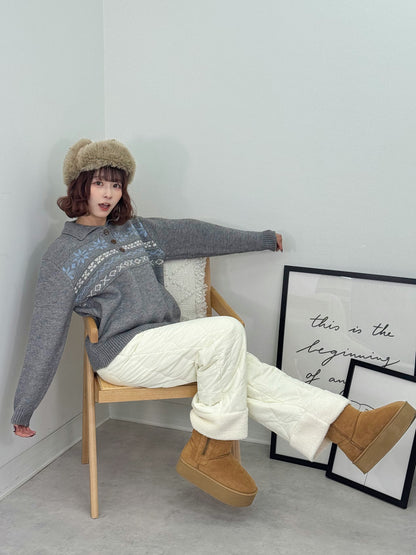 キルティングフリースパンツ