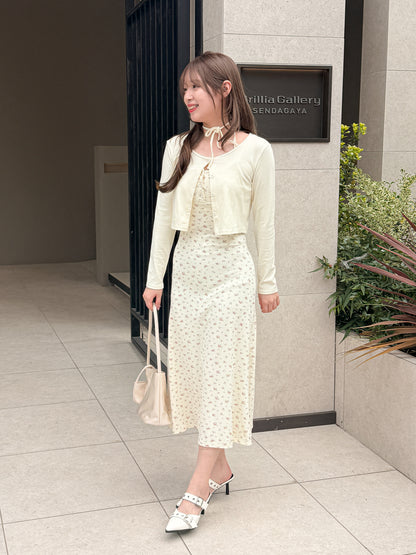 【Official限定価格】小花柄ロングキャミワンピース×カーディガンセット
