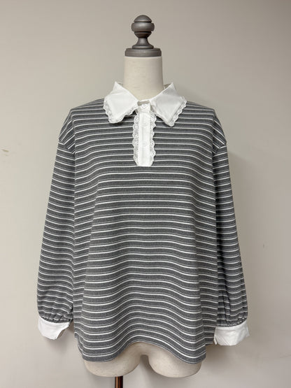 【Official限定価格】フリル襟ボーダーフリーストレーナー