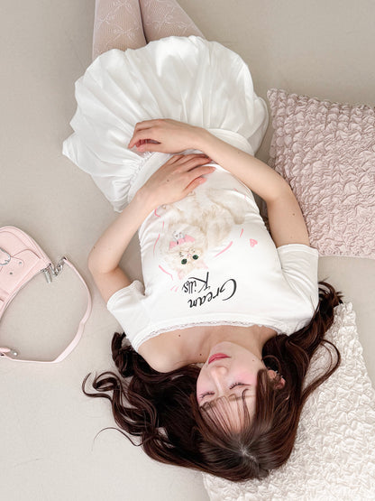 キャットプリントTシャツ
