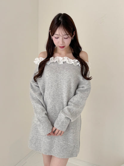 【Official限定価格】フリルニットミニワンピース