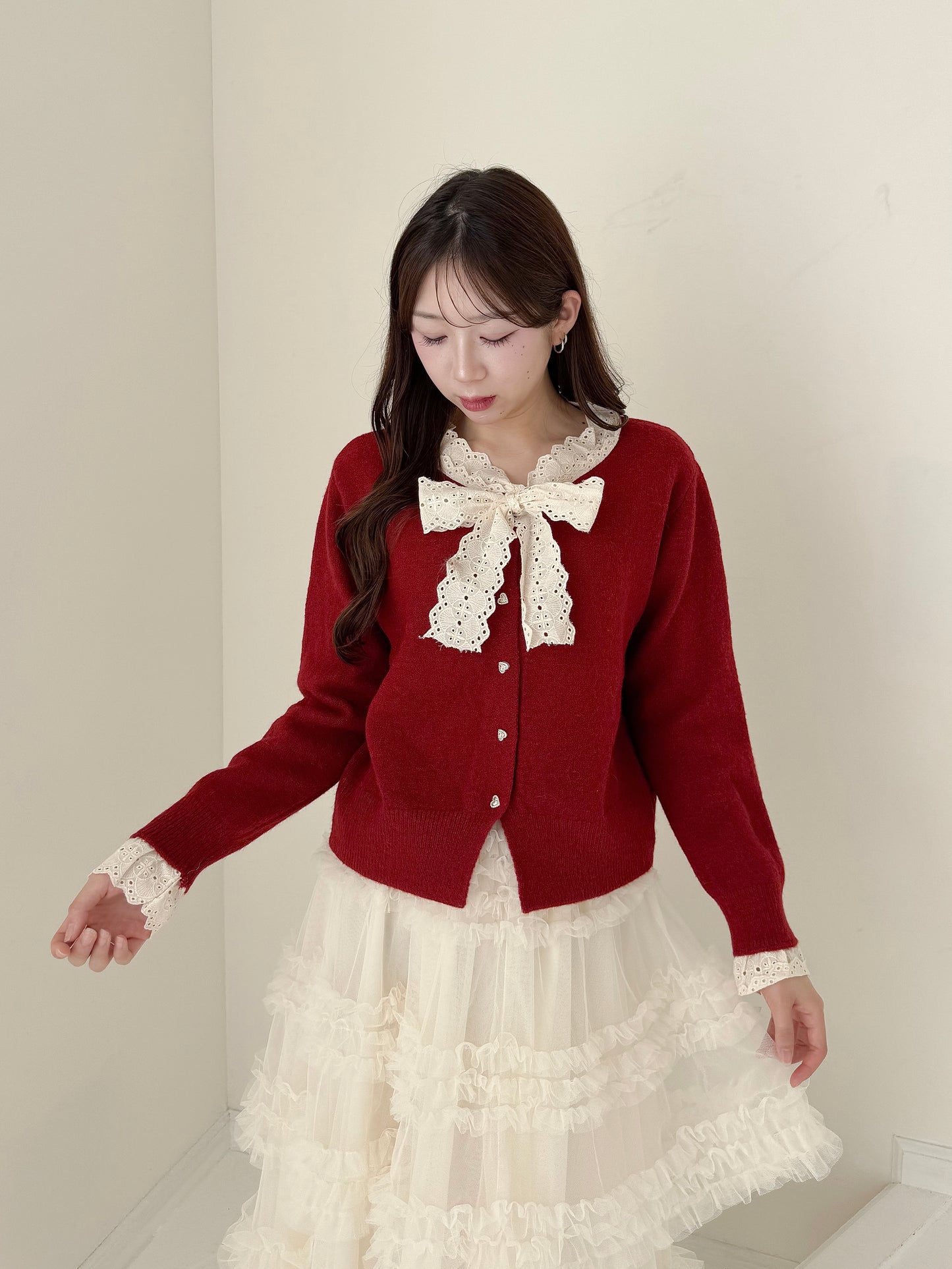 【Official限定価格】ボウタイハートボタンニット