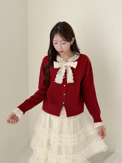 【Official限定価格】ボウタイハートボタンニット