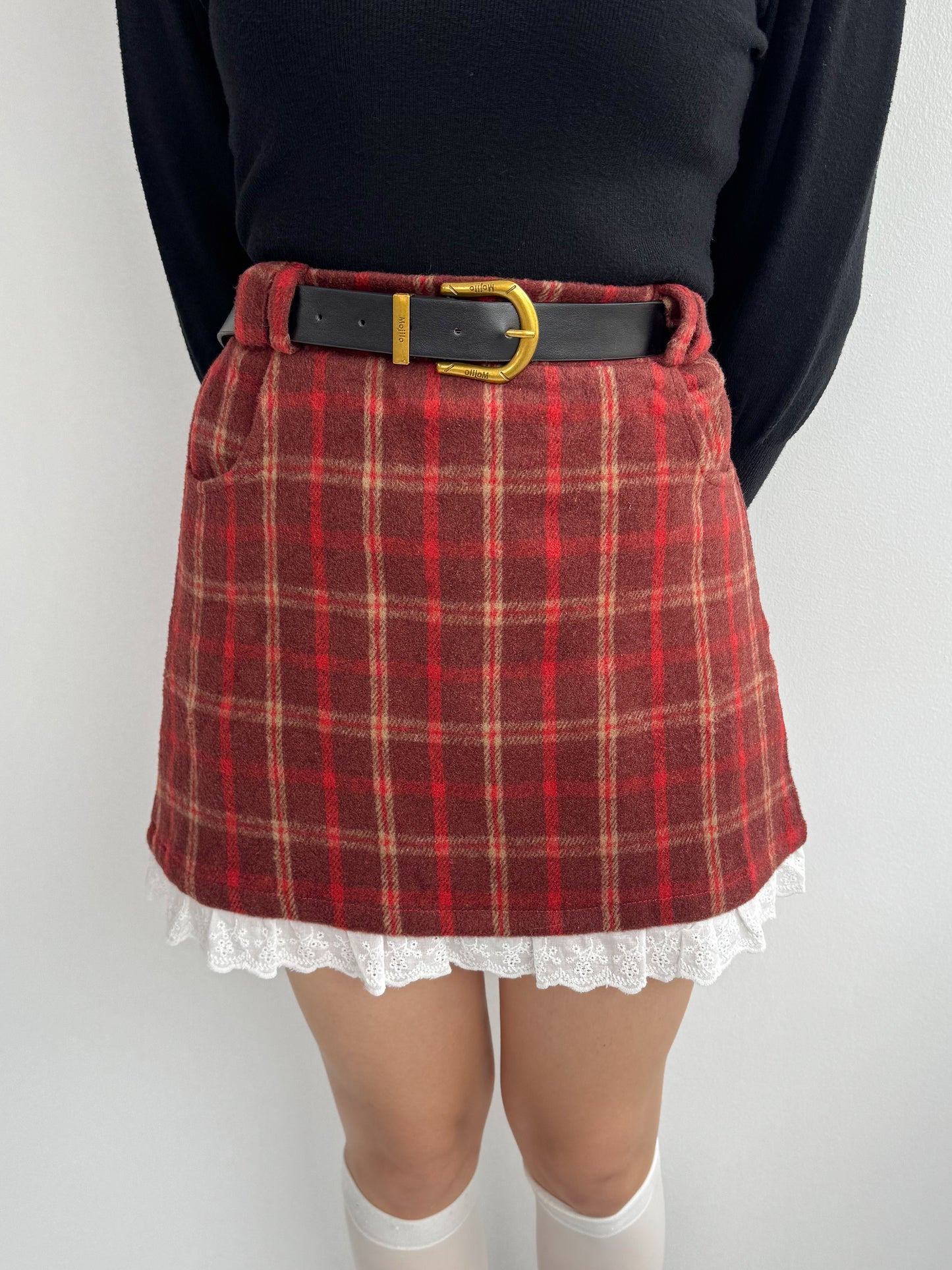 【Official限定価格】ベルト付きチェックスカート