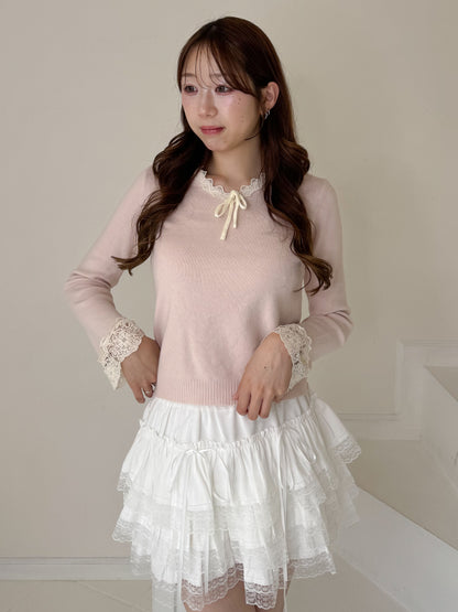 【Official限定価格】レースVネックニット