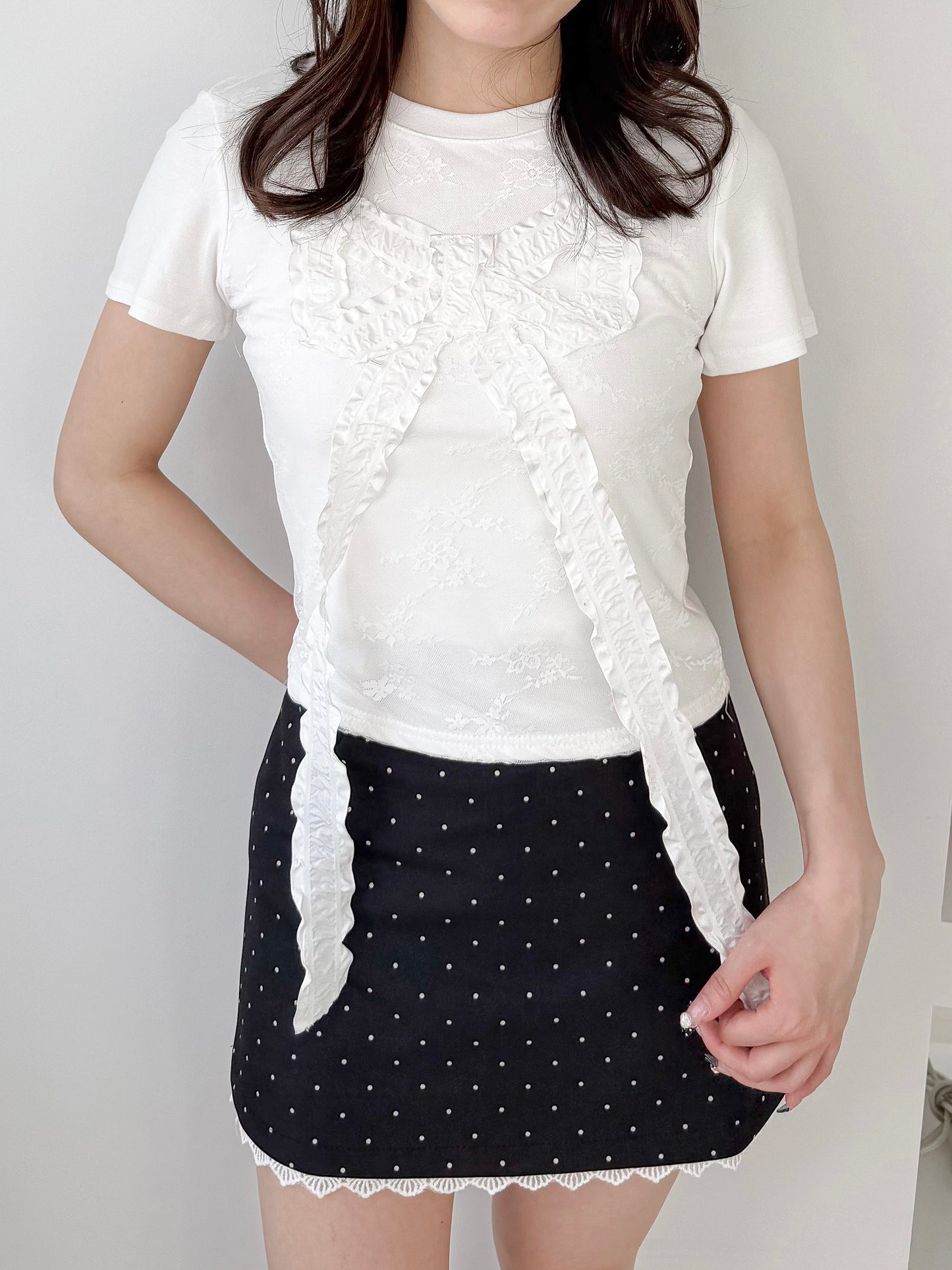 リボンレースTシャツ