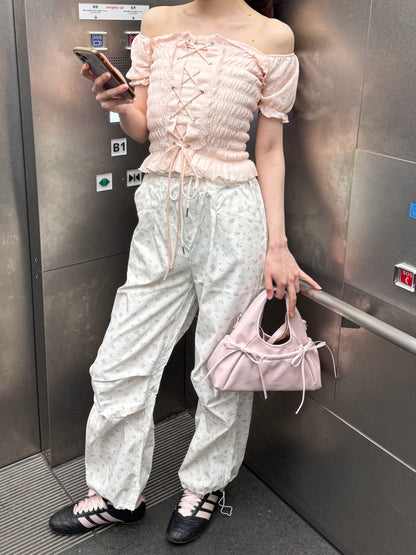 【Official限定価格】レースアップパフブラウス