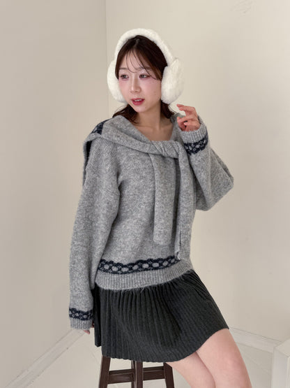 【Official限定価格】リボンショール付きニット