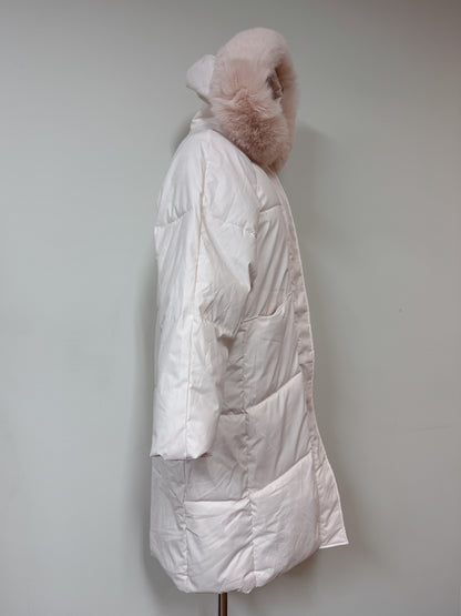 ファー付きロングパフコート