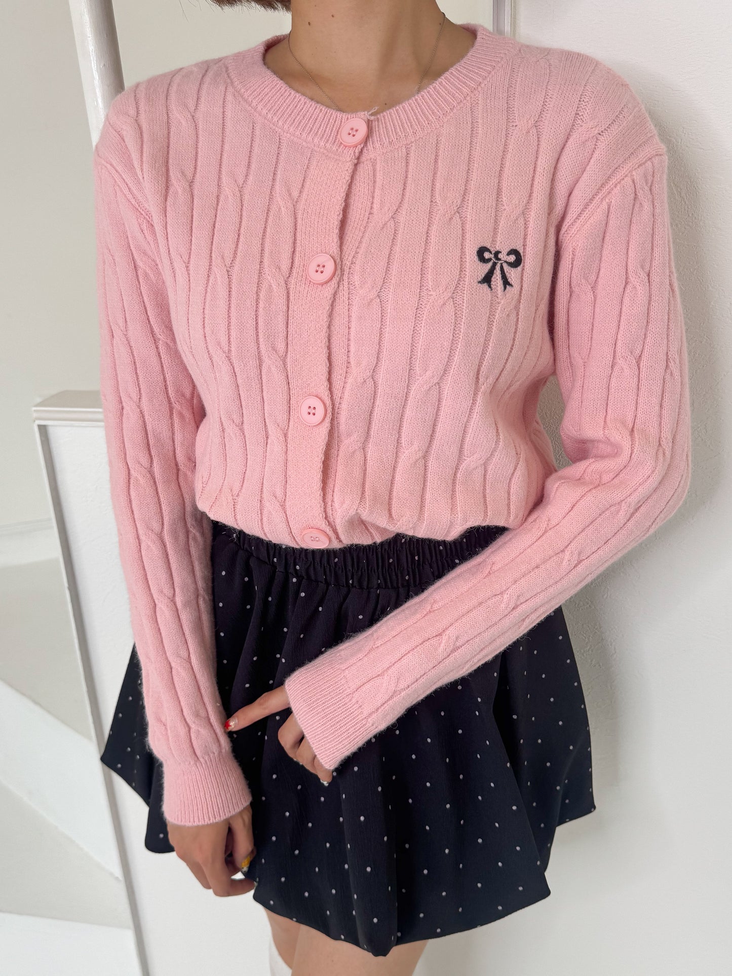 【Official限定価格】リボン刺繍ニットカーディガン