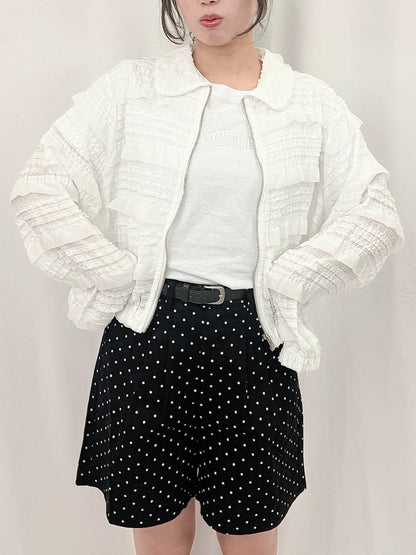 【Official限定価格】ベルト付きドットデニムハーフパンツ