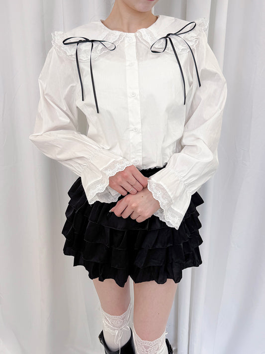 リボンコットンブラウス