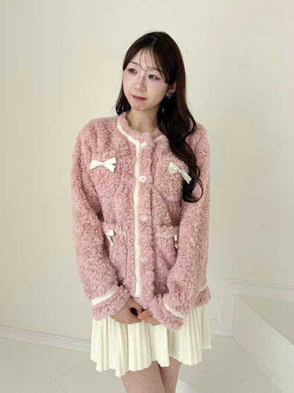 リボン付きガーリーファージャケット