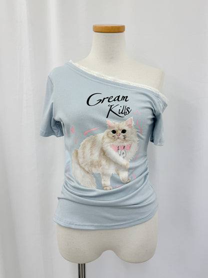 キャットプリントTシャツ