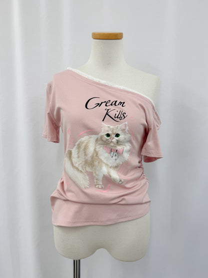 キャットプリントTシャツ