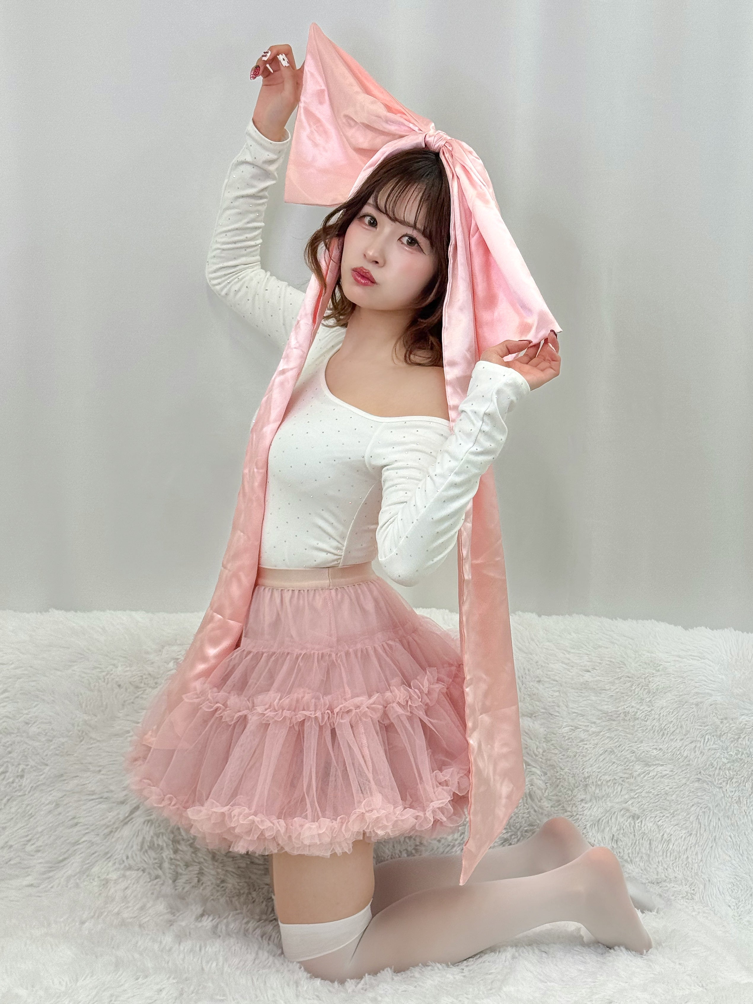 アンミヌ　UNMINOU ジャガードチュールスカート PINK jouetie チュールティアードスカート（ピンク） -靴＆ファッション通販
