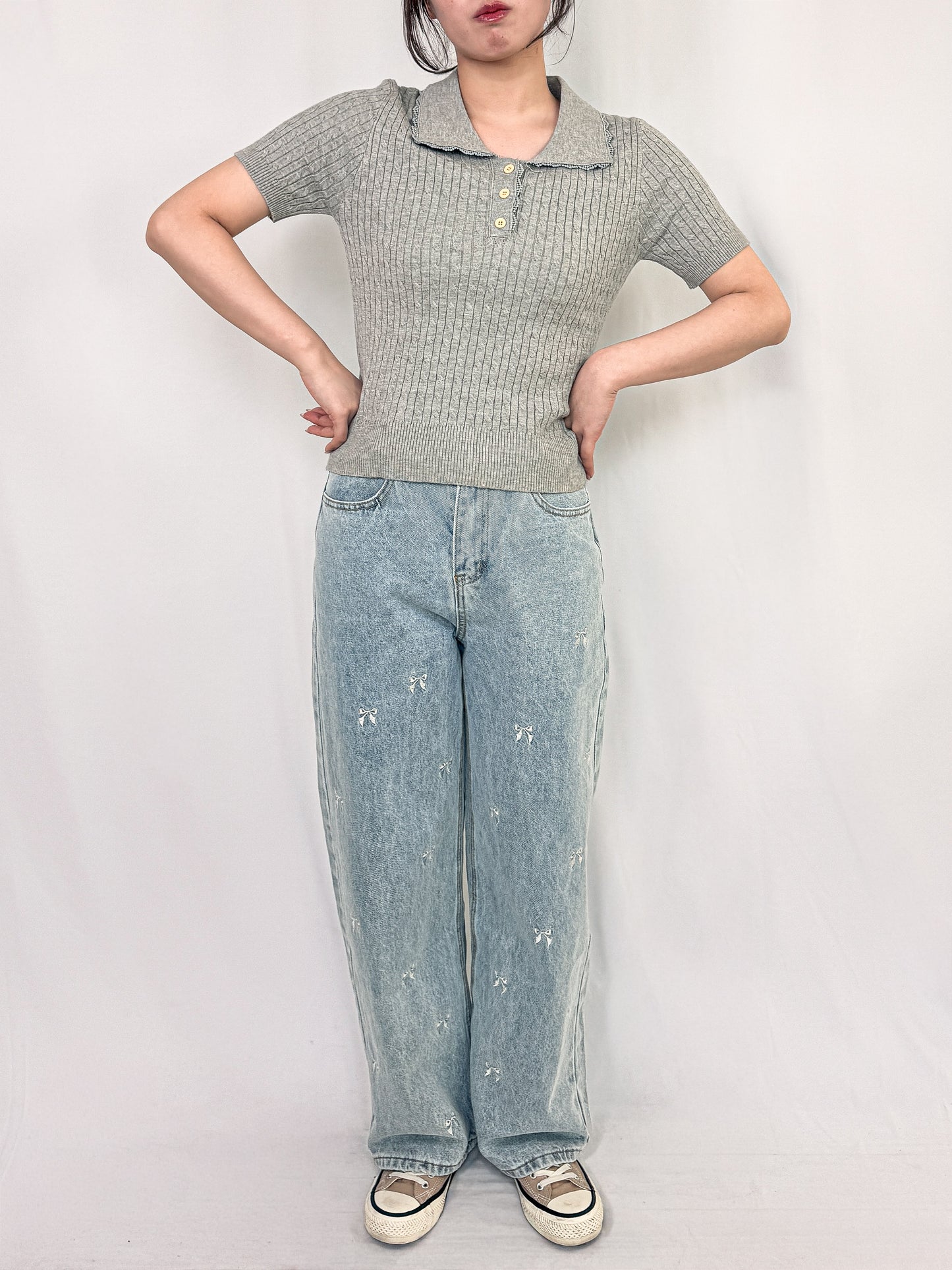 【Official限定価格】リボン刺繡デニムパンツ