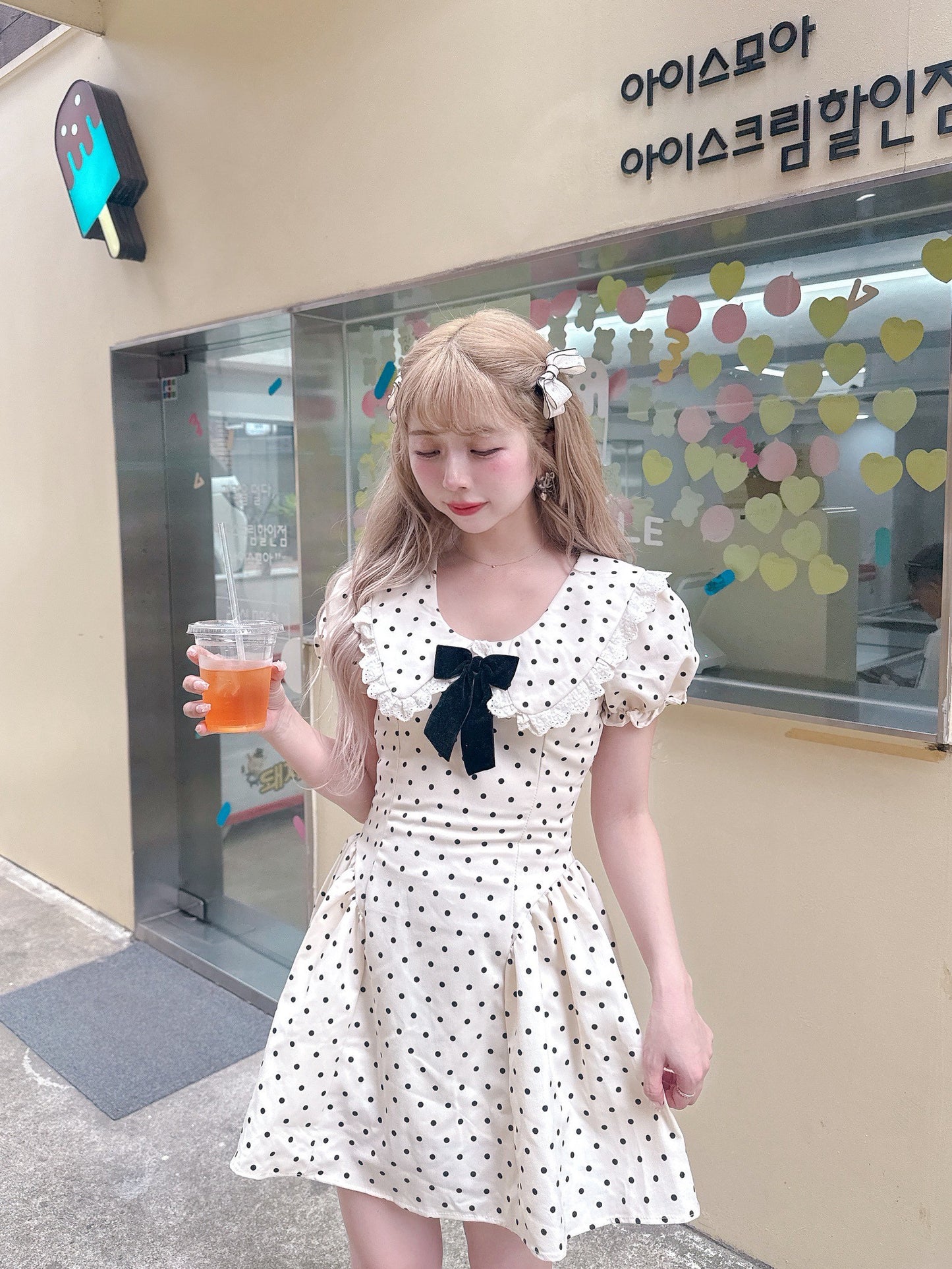 ドットフレンチガーリーワンピース