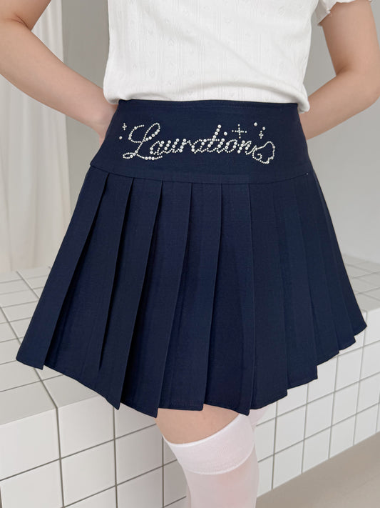 ラインストーンロゴプリーツスカート